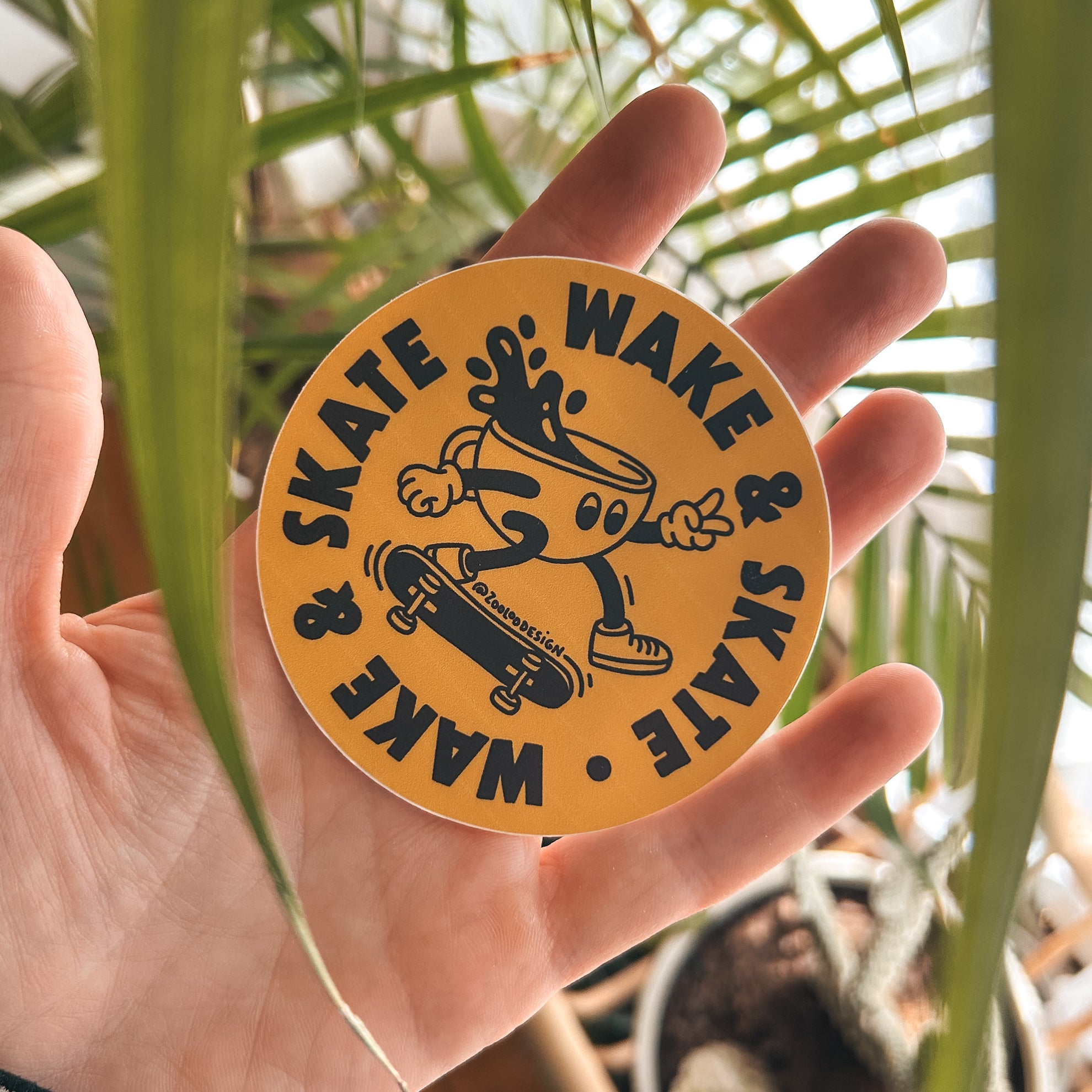 Wake & Skate | Coffee Lover Sticker - Waterproof Vinyl Decal