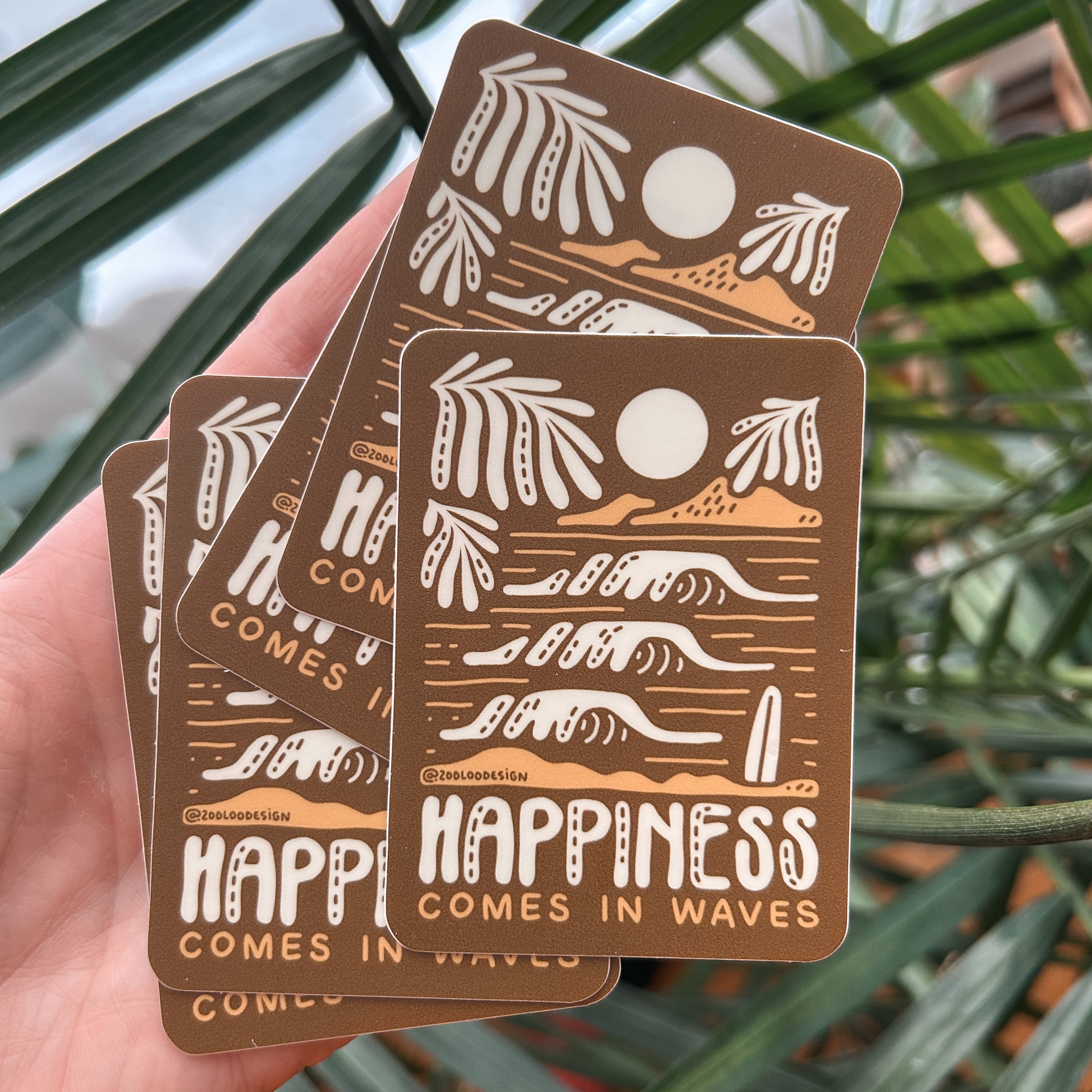 Happiness Comes in Waves Stickers