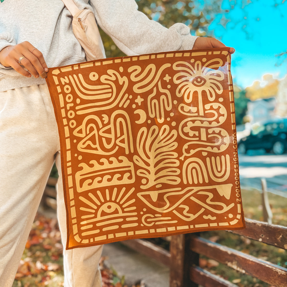 Bandana bohème en coton | Motif désert, surf et montagne