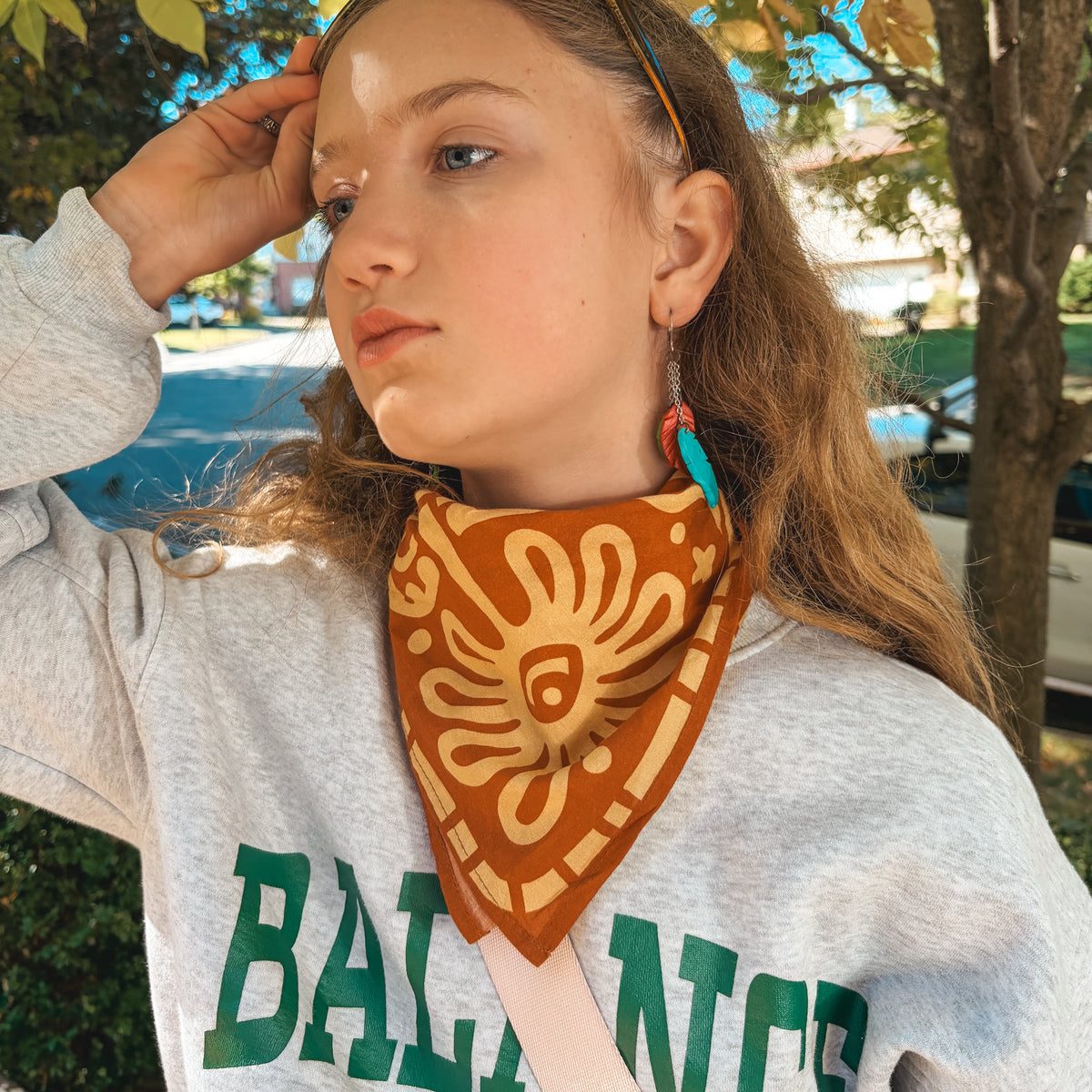 Bandana bohème en coton | Motif désert, surf et montagne