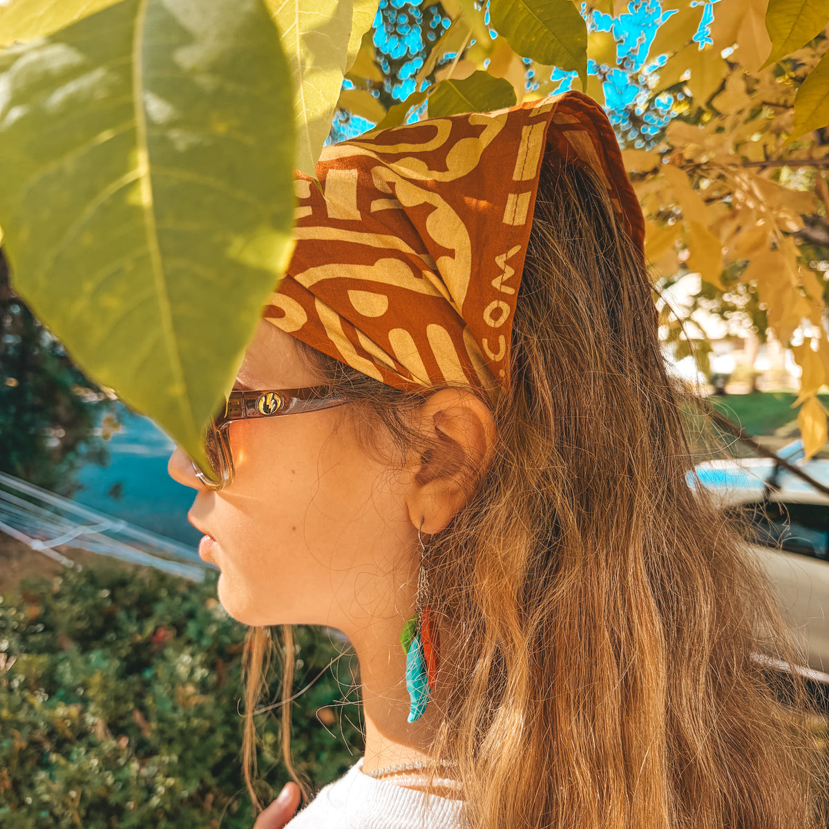 Bandana bohème en coton | Motif désert, surf et montagne