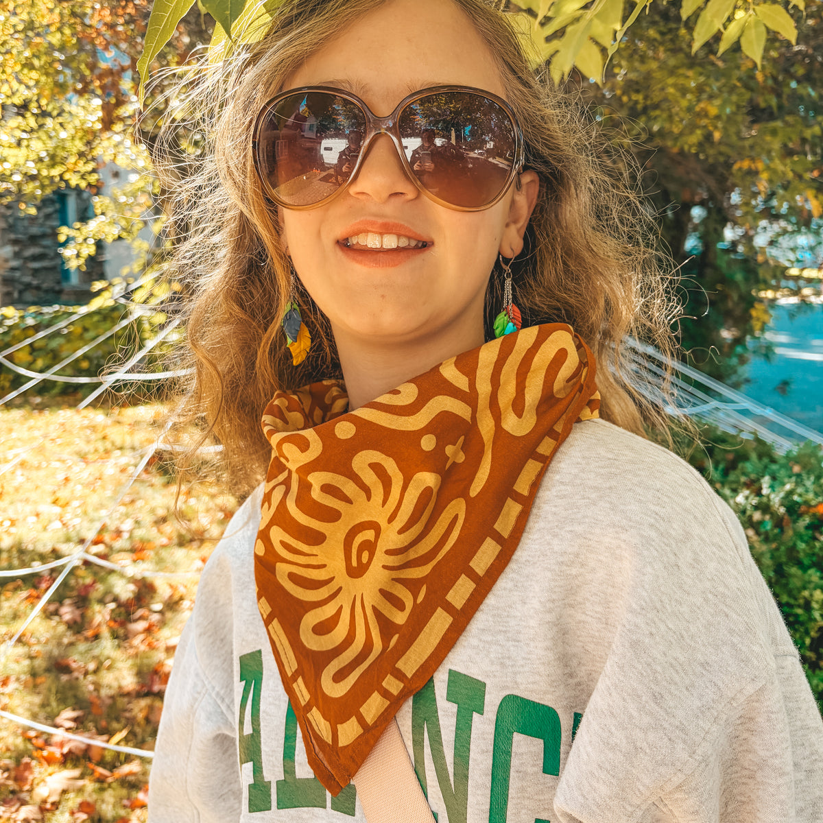 Bandana bohème en coton | Motif désert, surf et montagne