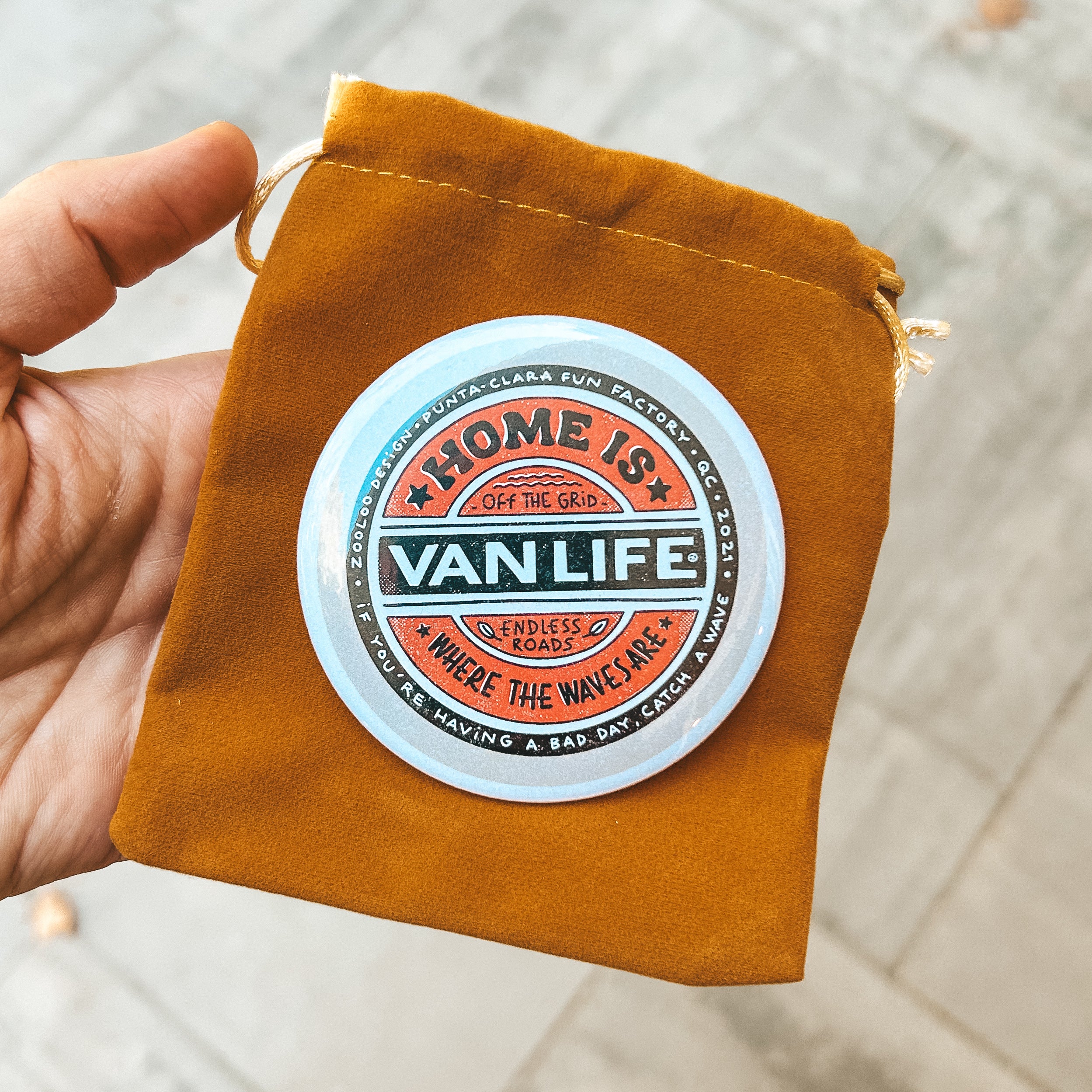 Pocket Mirror — Miroir de poche illustré Surf & Vanlife | Zooloo Design