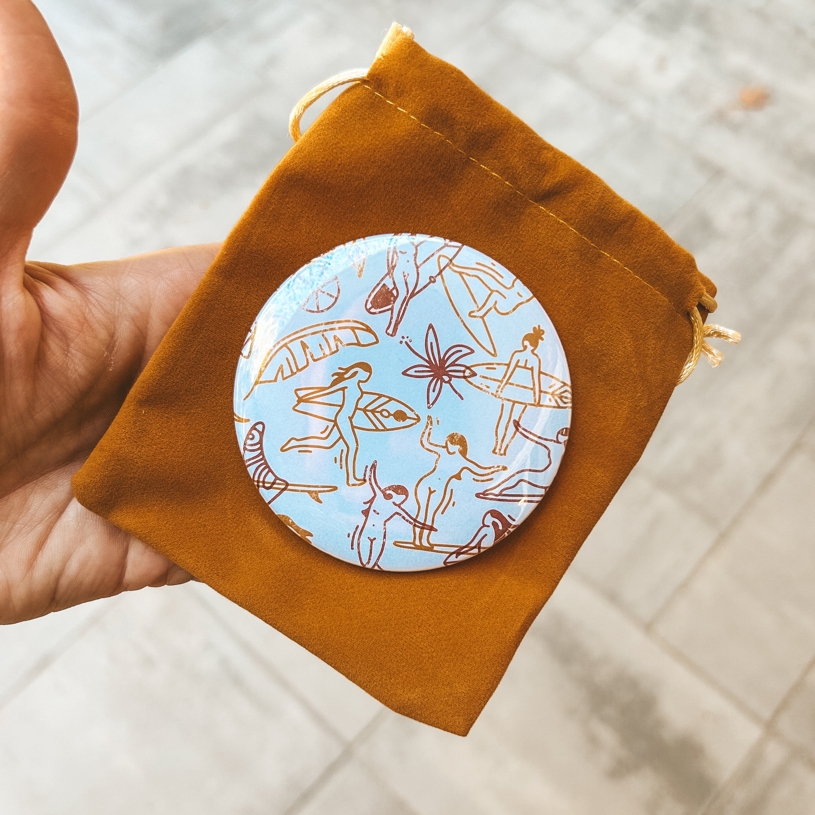 Pocket Mirror — Miroir de poche illustré Surf & Vanlife | Zooloo Design